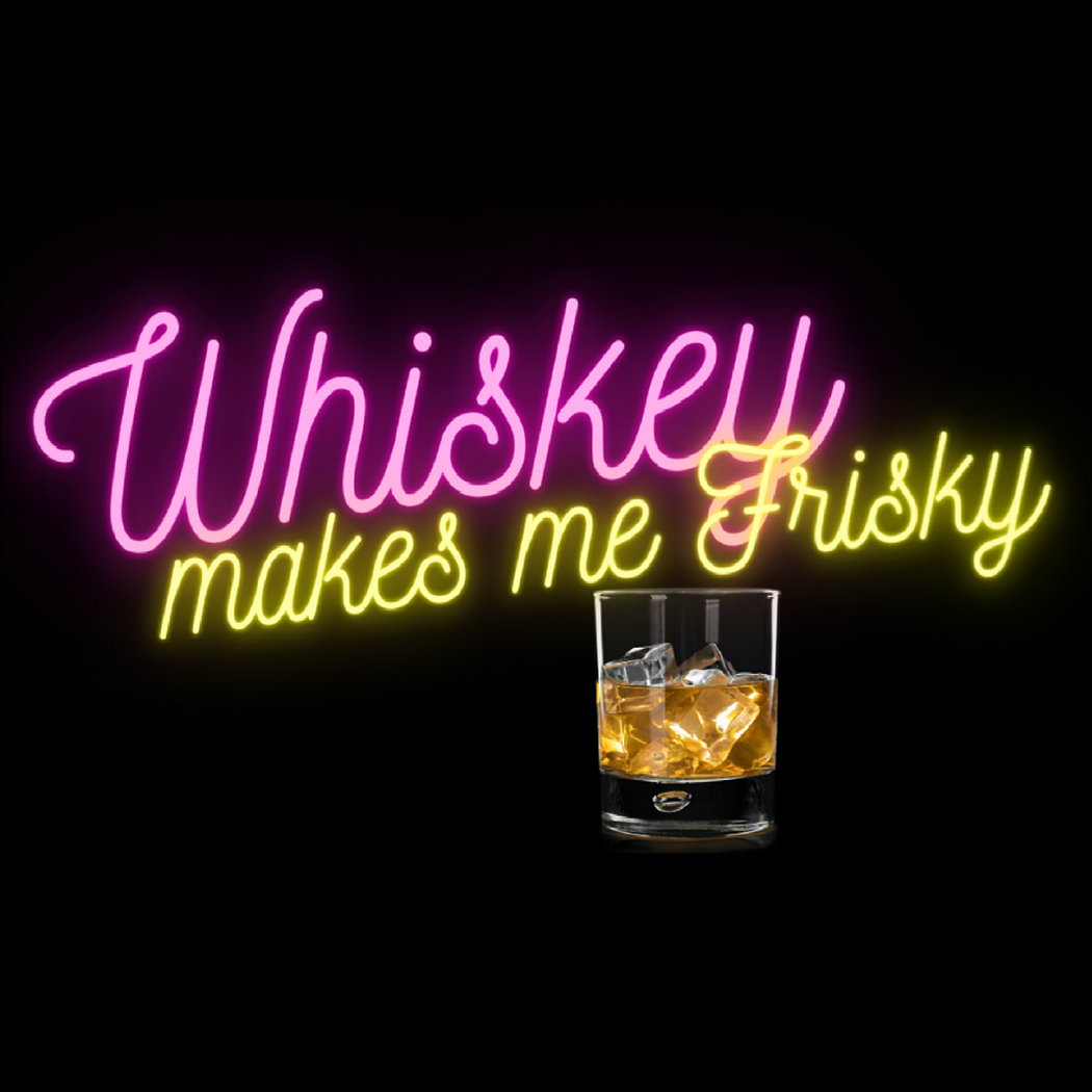 Whiskey makes me Frisky - Women's Off The Shoulder Tops Shirt - Laughs and Free Drinks Guaranteed!